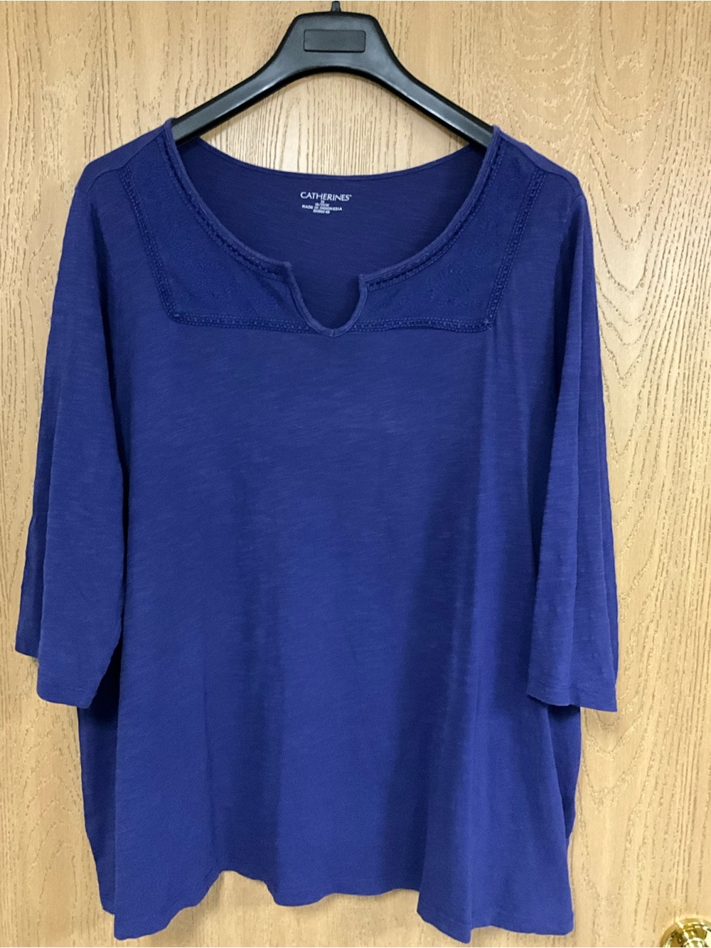 Catherines Royal Blue Notch-Neck Long Sleeve Top